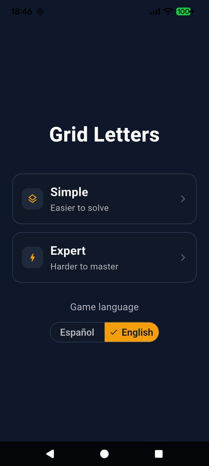 Grid Letters start screen