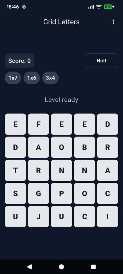 Grid Letters gameplay screen